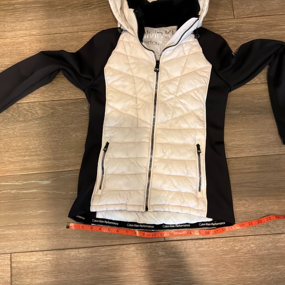Calvin Klein Performance black/white colorblock hooded zip front jacket size S - Picture 4 of 10